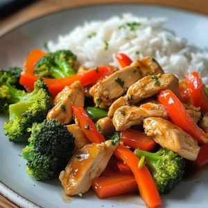 Chicken Stir-Fry with Steamed Broccoli & Fluffy Rice