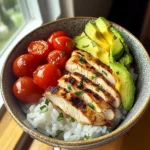 Chicken & Avocado Rice Bowl with Cherry Tomatoes