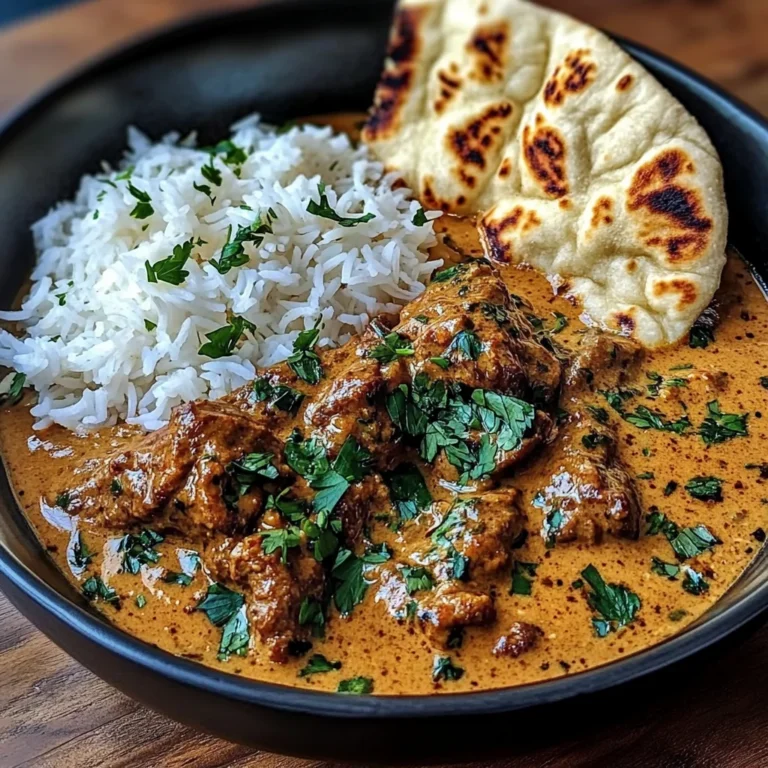 Coconut-Curry Braised Beef with Jasmine Rice & Garlic Naan