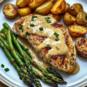 Creamy Dijon Chicken with Asparagus & Roasted Potatoes