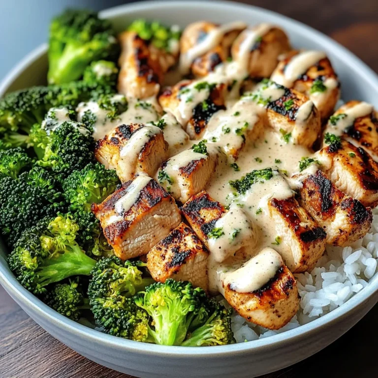 Creamy Garlic Chicken Bowl with Broccoli & Rice