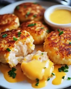 Golden Cheddar Crab Cakes with Zesty Lemon Butter Drizzle