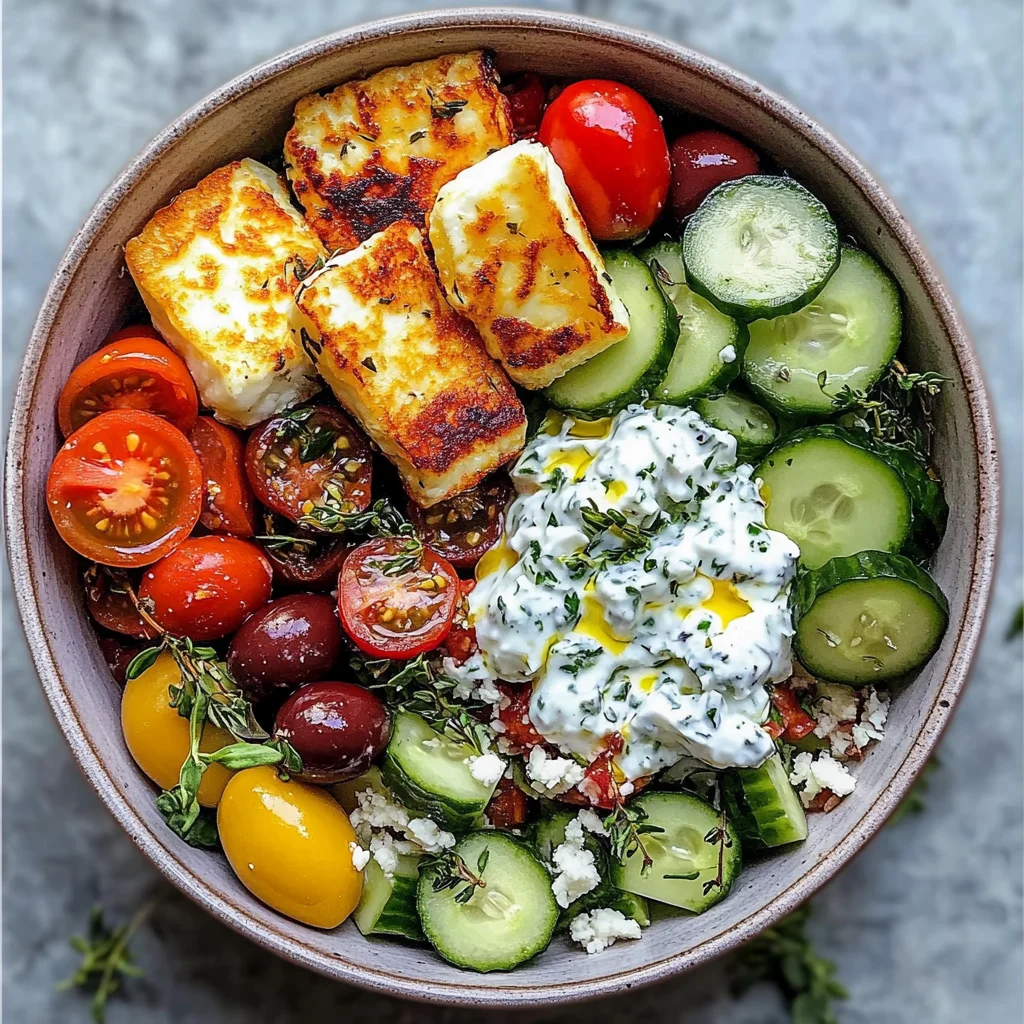 Greek Halloumi Bowls with Tzatziki
