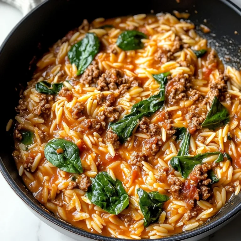 Hearty Ground Beef Orzo with Tomato Cream Sauce