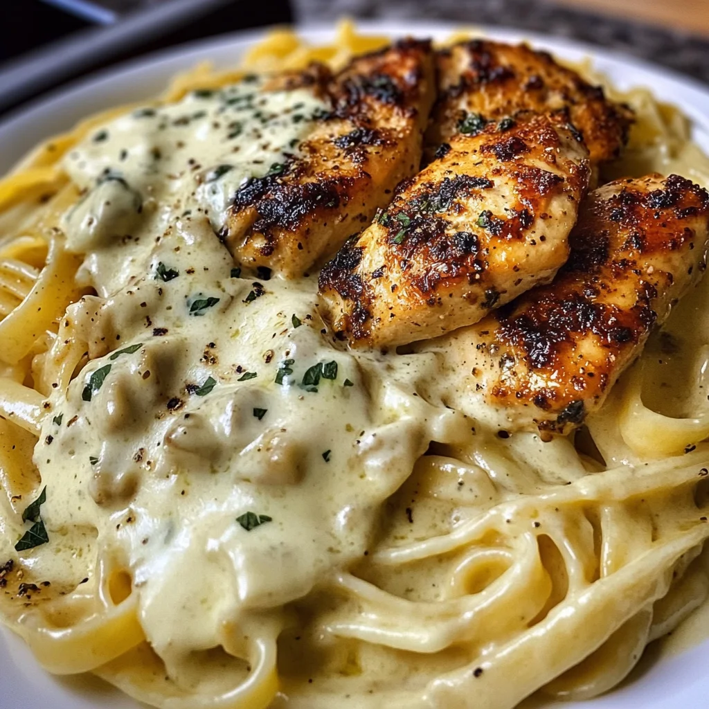 Mozzarella Alfredo Chicken Linguine with Parmesan Garlic