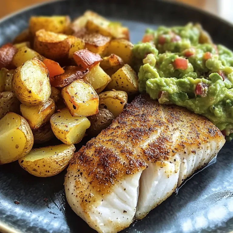 Pan-Seared Fish with Roasted Potatoes & Guacamole