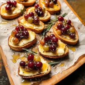 Roasted Grape & Brie Crostini with Honey + Sea Salt