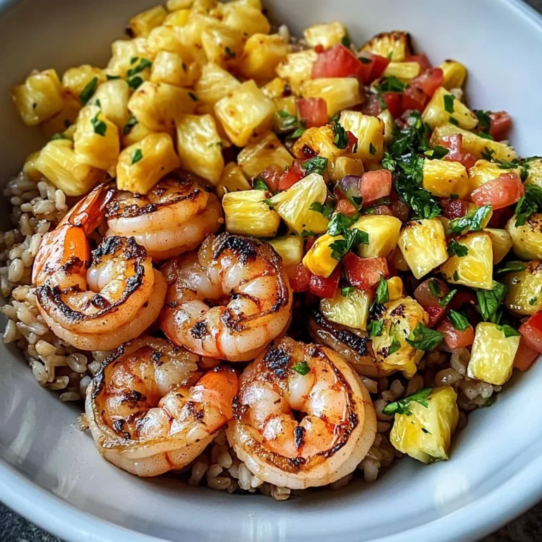 Zesty Shrimp Bowl with Brown Rice & Pineapple Corn Salsa