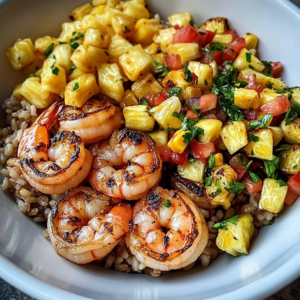 Zesty Shrimp Bowl with Brown Rice & Pineapple Corn Salsa