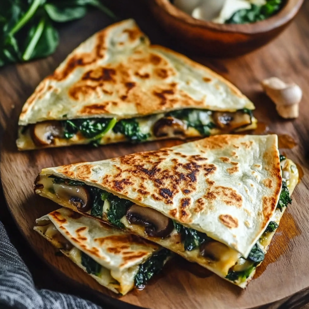 Baked Spinach Mushroom Quesadillas
