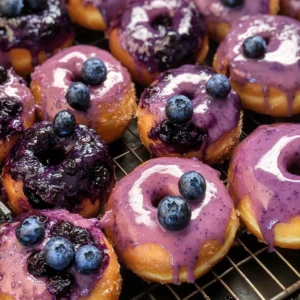 Blueberry Cake Donuts with Blueberry Glaze
