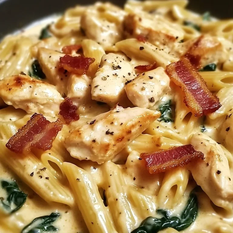Creamy Chicken Pasta with Bacon and Spinach