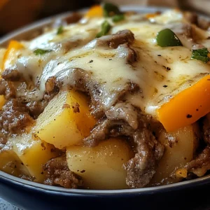 Crockpot Cheesesteak Potato Casserole Recipe