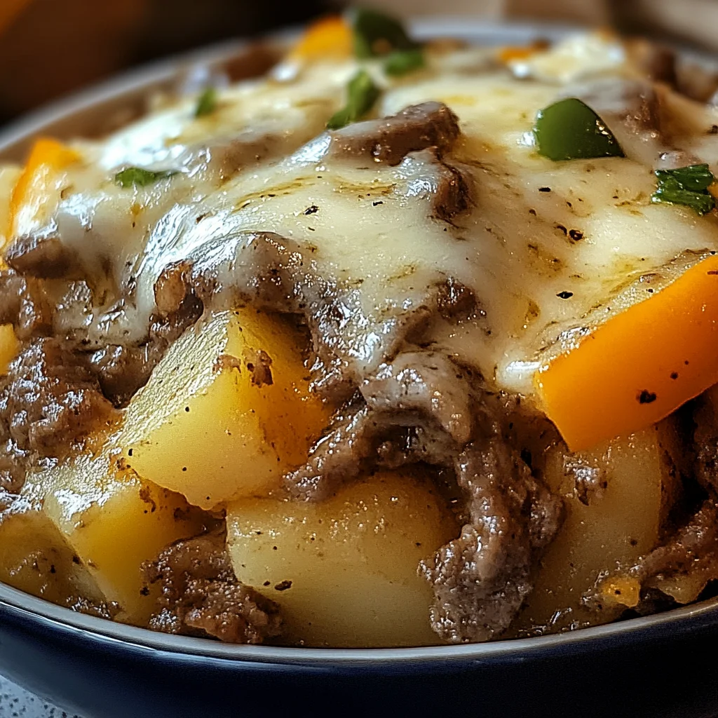 Crockpot Cheesesteak Potato Casserole Recipe
