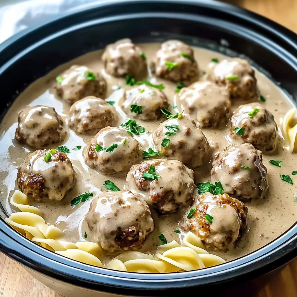 Crockpot Swedish Meatballs with Creamy Gravy