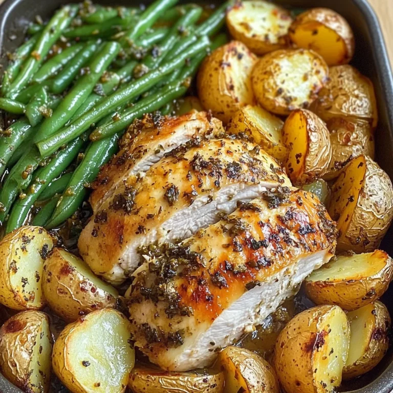 Garlic Herb Chicken with Roasted Potatoes & Green Beans