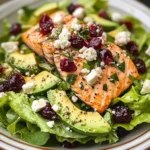 Grilled Salmon & Avocado Salad with Cranberries and Feta