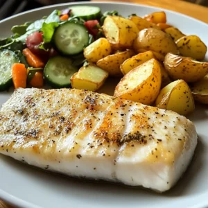 Pan-Seared White Fish with Herbed Baby Potatoes & Garden Salad