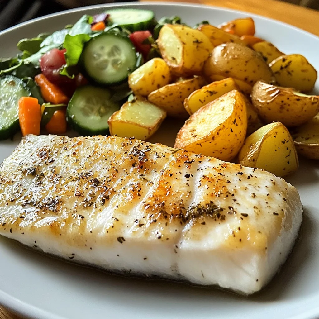Pan-Seared White Fish with Herbed Baby Potatoes & Garden Salad