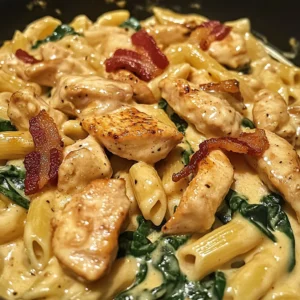 Zesty Honey BBQ Chicken Pasta with Creamy Bacon & Spinach