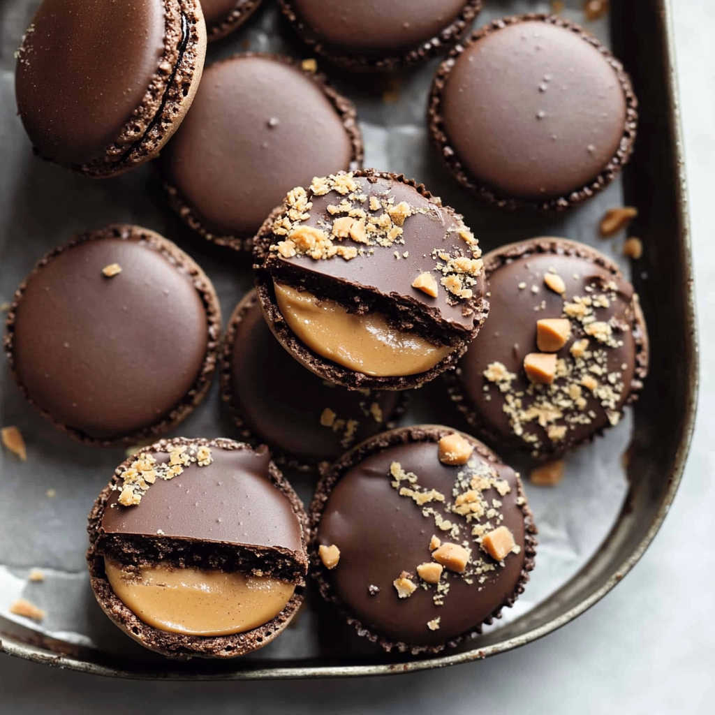 Chocolate Peanut Butter Macarons