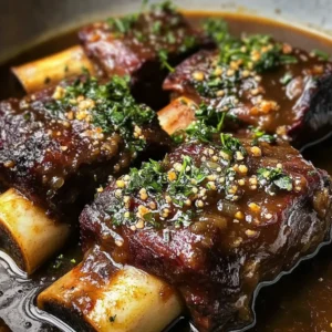 Braised Short Ribs & Lamb Shanks in Red Wine Herb Sauce