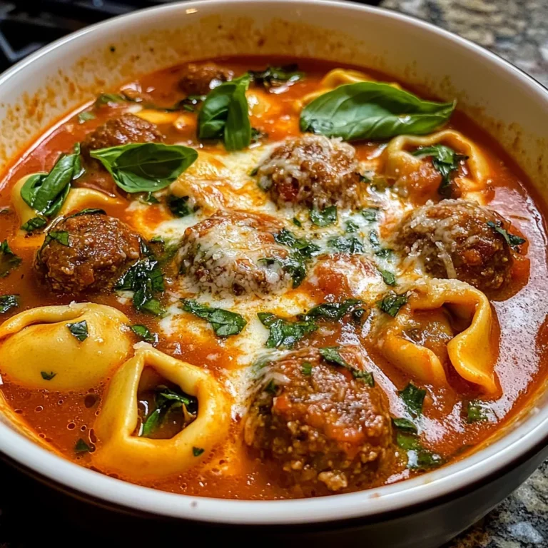 Cheesy Meatball Tortellini Soup
