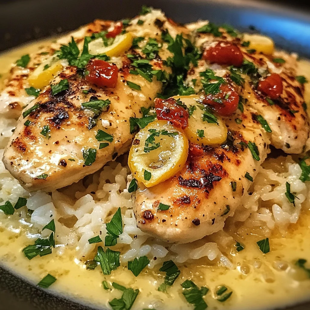 Chicken Scampi with Garlic Parmesan Rice