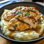 Chicken and Garlic Gravy with Cheesy Mashed Potatoes