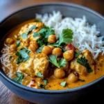 Coconut Chicken & Chickpea Curry with Garlic Naan