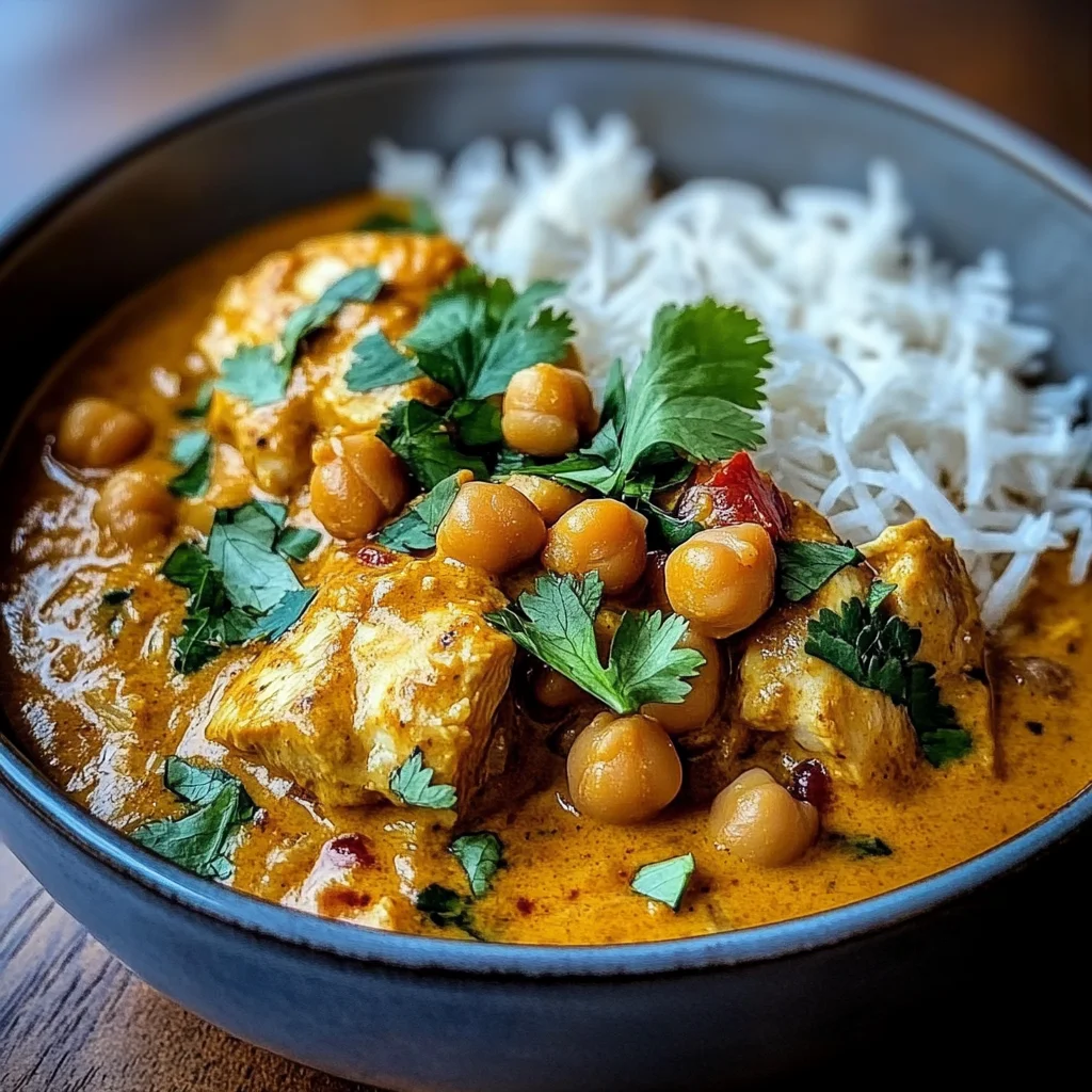 Coconut Chicken & Chickpea Curry with Garlic Naan