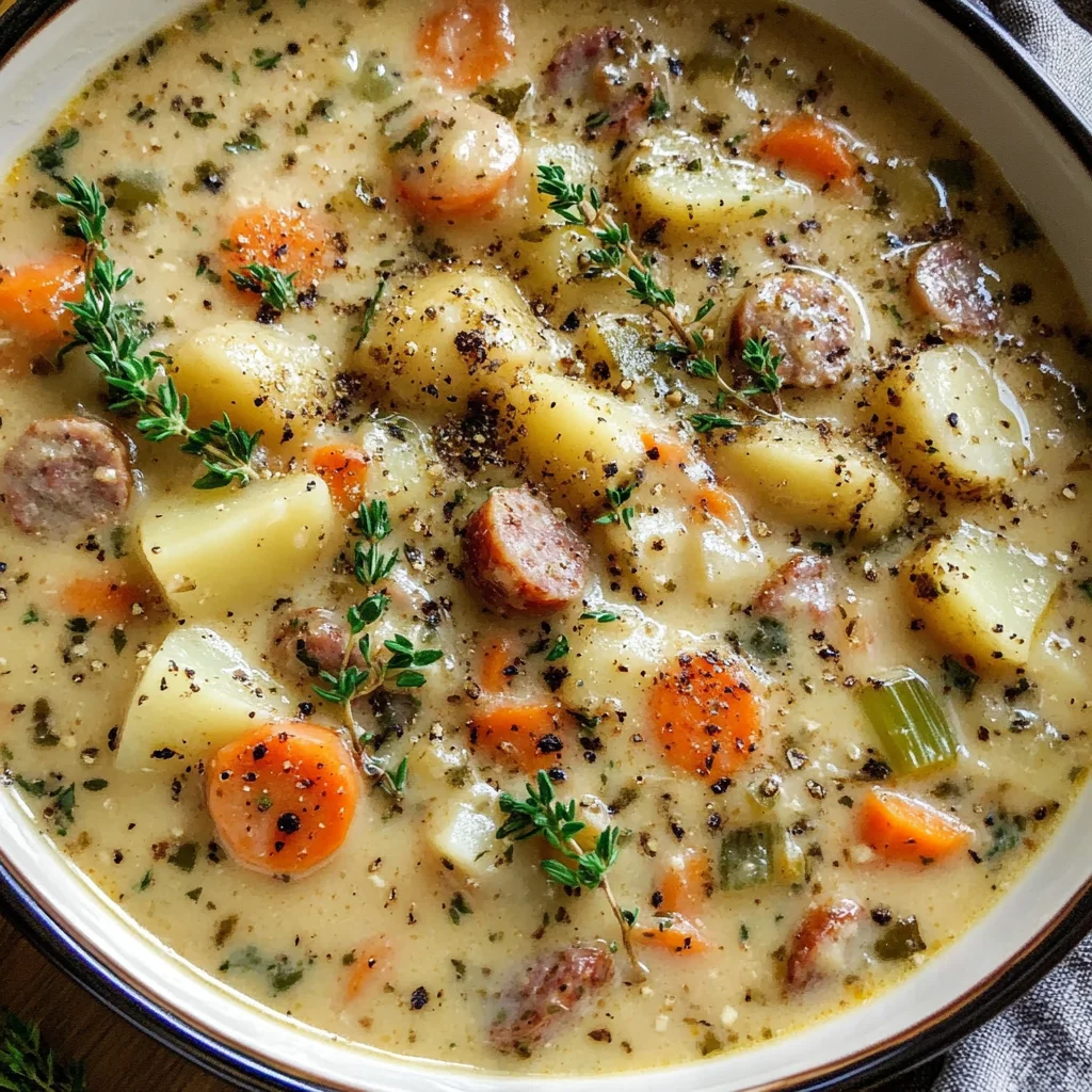 Comforting Potato and Sausage Chowder - Alrightwithme