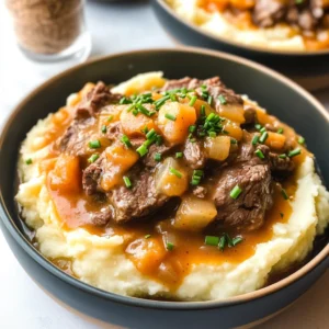 Fall Apple Cider Stew over Mashed Potatoes