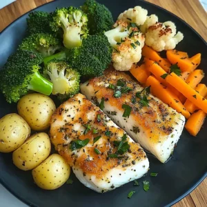 Herb-Crusted Fish with Steamed Veggies & Boiled Potatoes