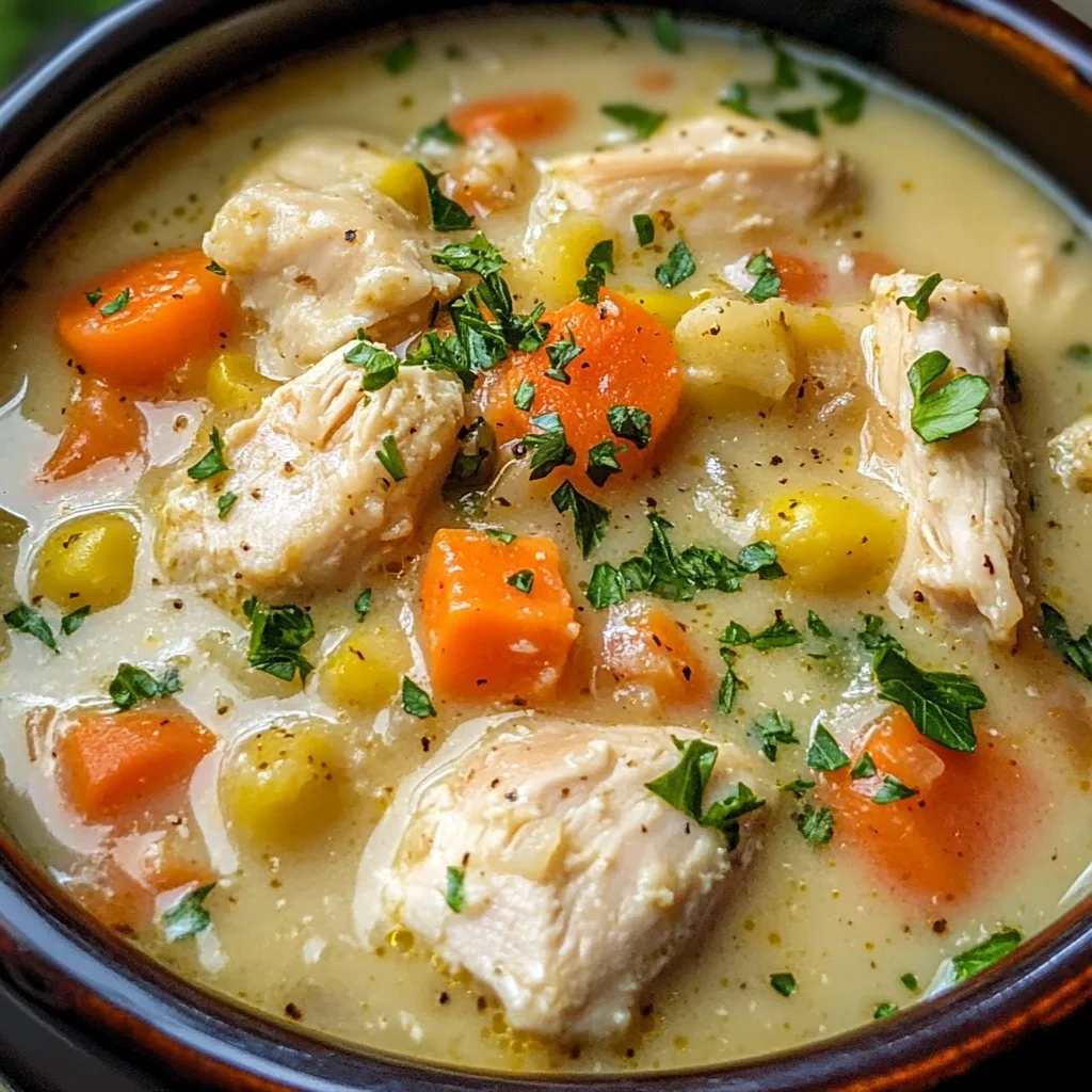 High Protein Chicken Pot Pie Soup