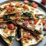 Mediterranean Quesadillas with Spinach, Feta, Mozzarella, and Red Onion