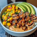 Shrimp and Avocado Bowls with Mango Salsa & Lime-Chili Sauce