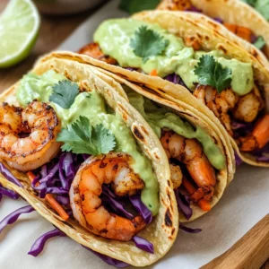 Spicy Shrimp Tacos with Avocado Crema