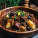 beef Stew with Turkey Bacon, Apples, and Prunes