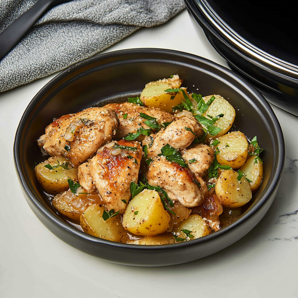 Slow Cooker Parmesan Garlic Chicken and Potatoes