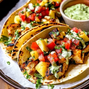 Chili Lime Chicken Tacos with Grilled Pineapple Salsa