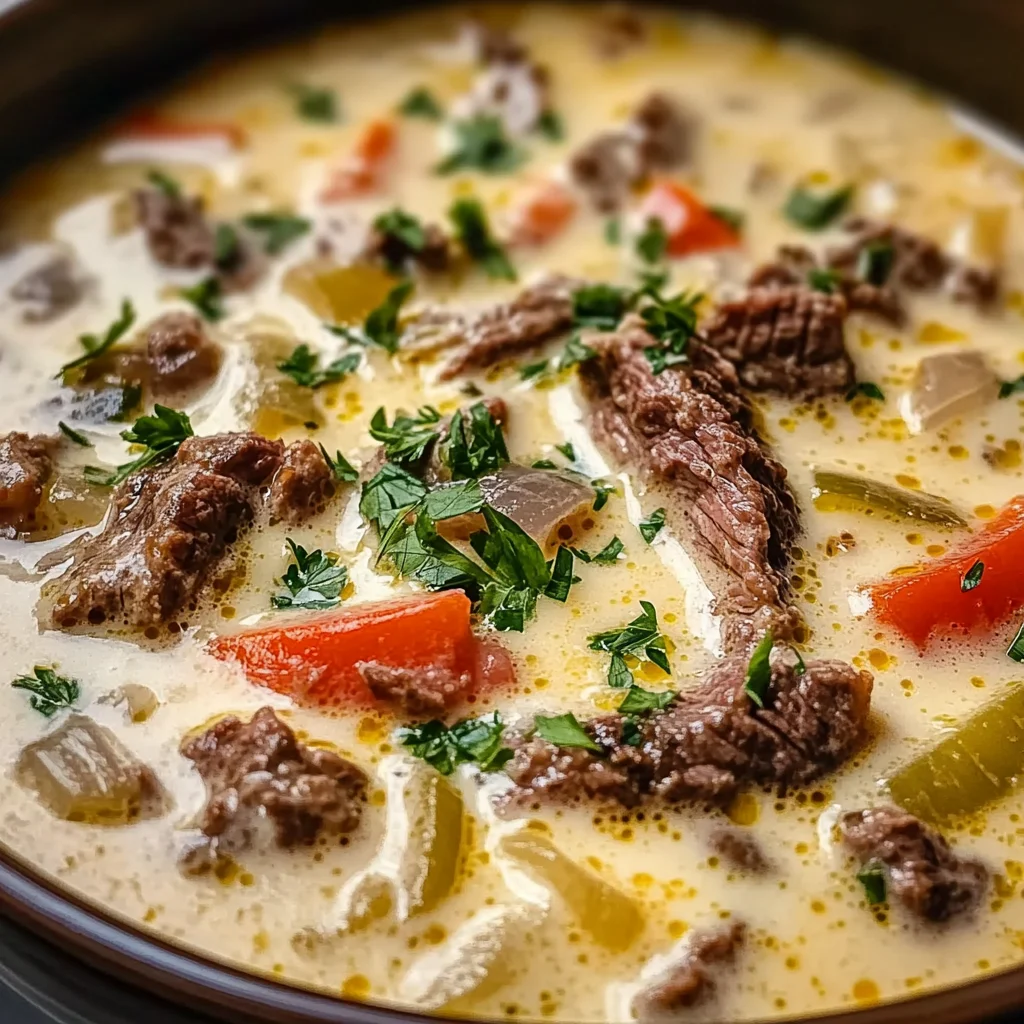 Creamy Philly Cheese Steak Soup
