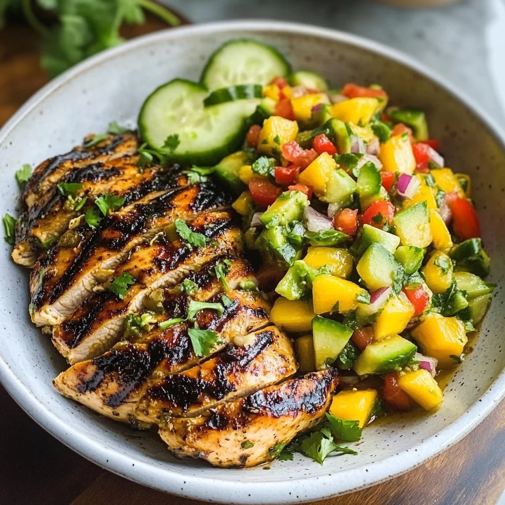 Grilled Cilantro Lime Chicken and Mango Salsa