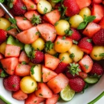Melon Strawberry Salad with Lime Mint Dressing