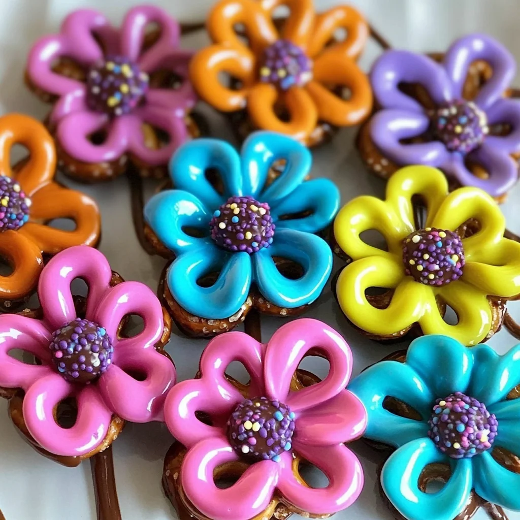 Chocolate Covered Pretzel Flowers