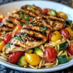 Easy Balsamic Chicken & Veggie Orzo
