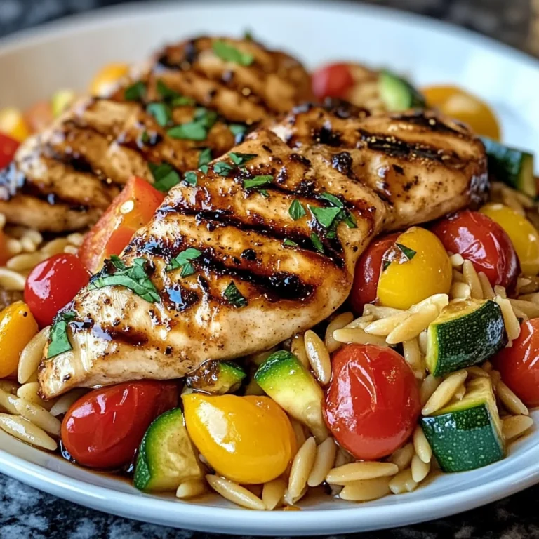 Easy Balsamic Chicken & Veggie Orzo