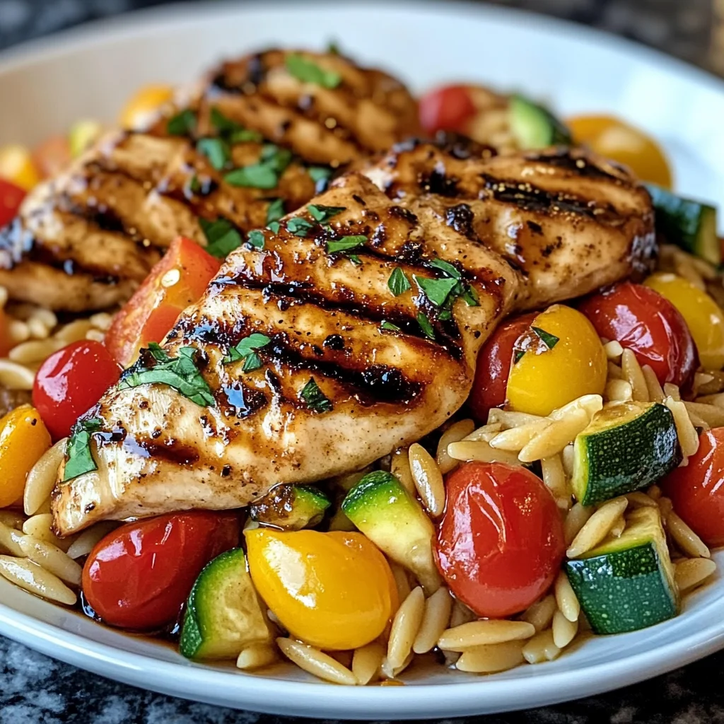 Easy Balsamic Chicken & Veggie Orzo