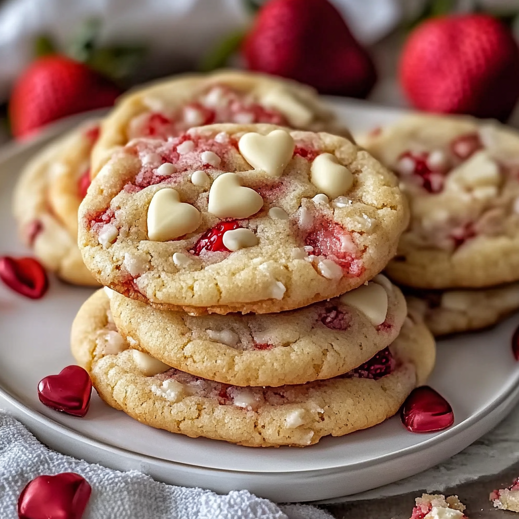Irresistible Valentine’s Strawberry White Chocolate Cookies
