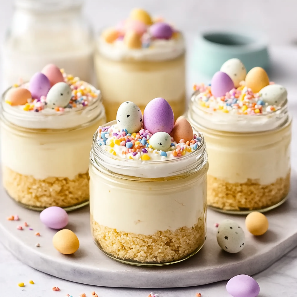 Mini Easter Cheesecake Jars - A Cute, No-Bake Spring Dessert